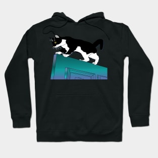 CUTE Tuxedo Cat The door walker  Copyright TeAnne Hoodie